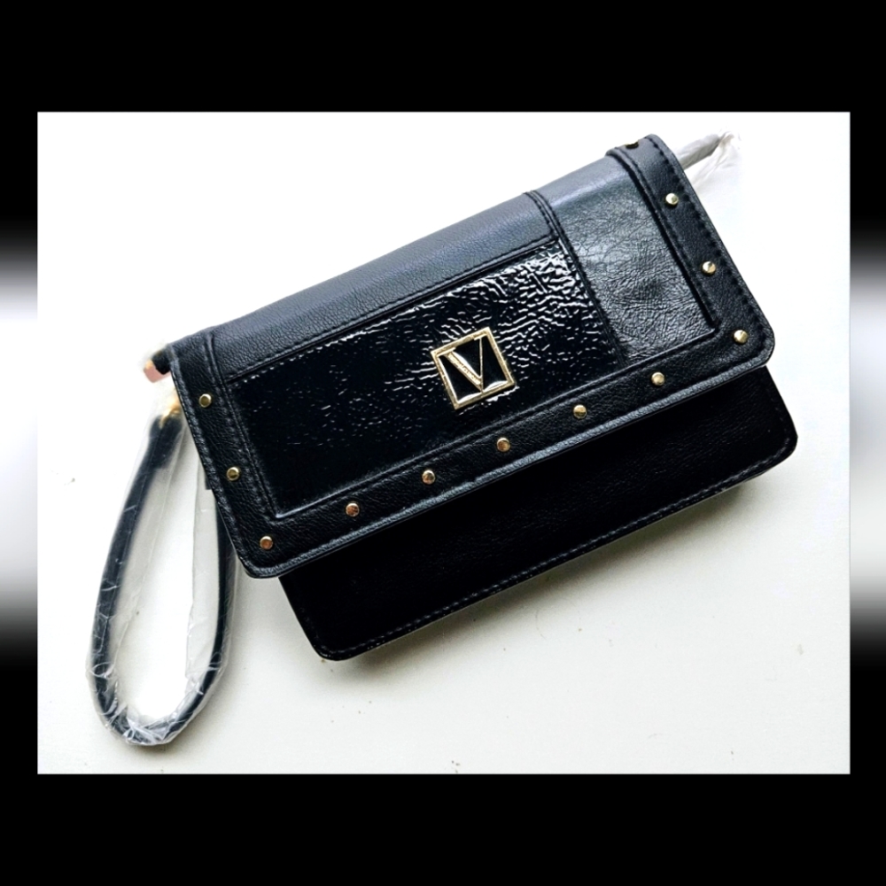 Victoria Secret  black wallet with a gold V emblem